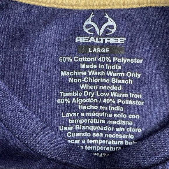 RealTree Mens Blue/Gold Long Sleeve‎ Crew Neck T-Shirt Size Large - Picture 4 of 7